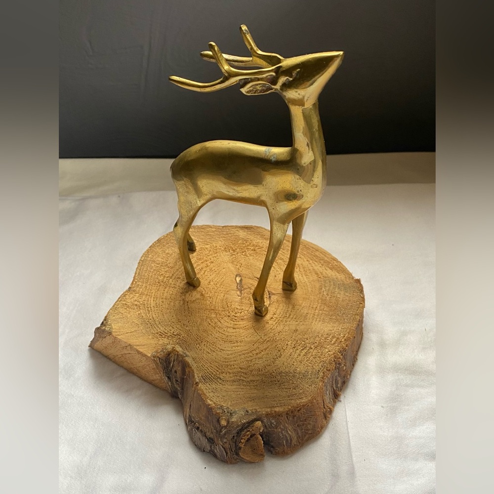Vintage brass reindeer / deer animal figurine collectible- Christmas